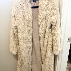 Angie Cream Faux Fur Coat